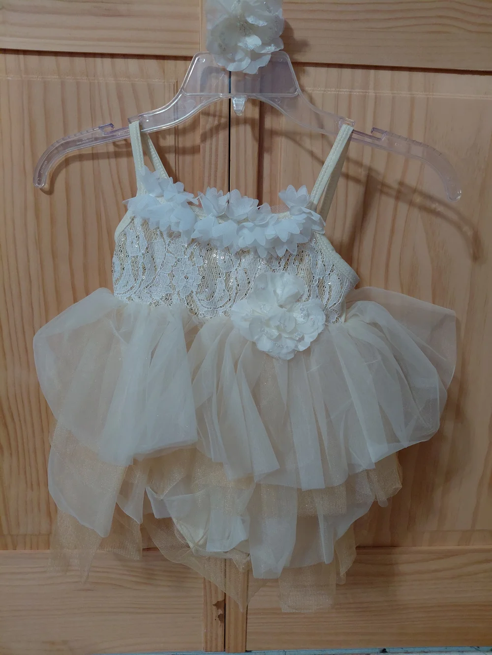 Ivory Floral Tulle Dance Costume for Kids